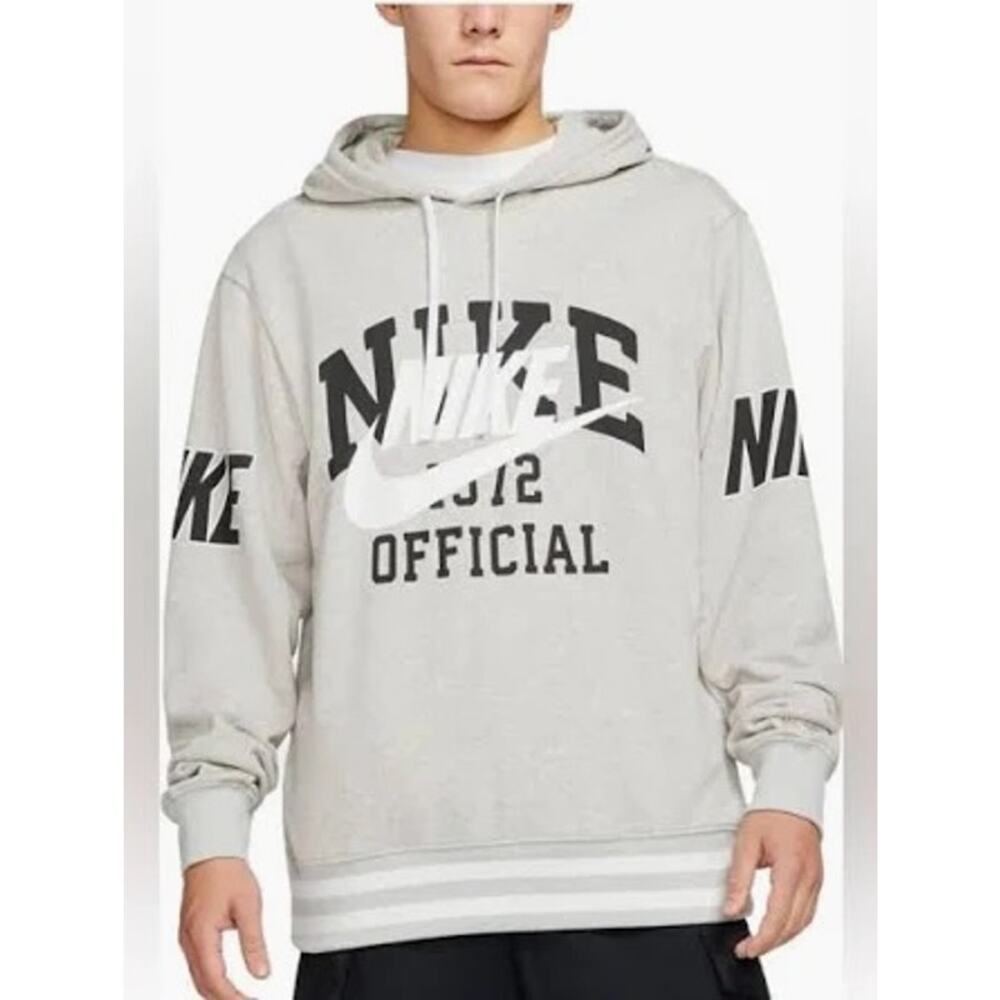 Nike Men’s Sportswear French Terry Graphic Pullover Cotton Hoodie Gray NWT L